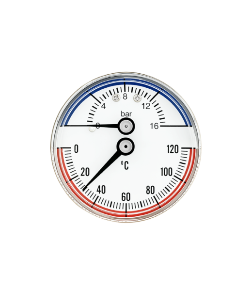 2″ Bottom Connection Pressure and Temperature Gauge with Valve, ±2.5% / ±2% Accuracy