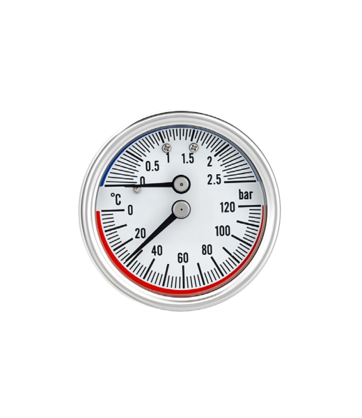 2″ Bottom Connection Pressure and Temperature Gauge with Valve, ±2.5% / ±2% Accuracy