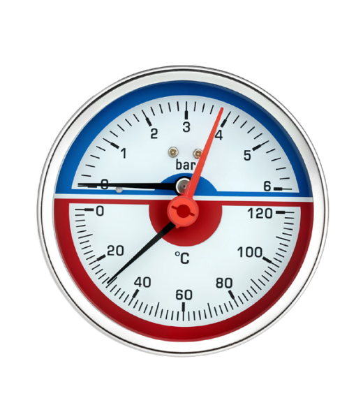 3.2″ Bottom Connection Pressure and Temperature Gauge with Valve, ±2.5% / ±2% Accuracy