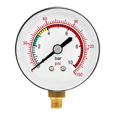 2″ Center Back / Bottom Connection Pressure Gauge, ±2.5% Accuracy