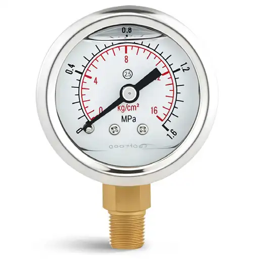 1.8″ Oil-Filled Stainless Steel Bottom Connection Pressure Gauge, ±2.5% Accuracy