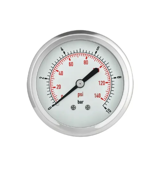2.6″ Oil-Filled Stainless Steel Center Back Connection Pressure Gauge, ±2.5% Accuracy